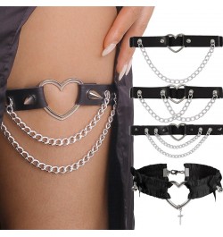 Gothic Leather Garter Belt Heart Chain Cross Lolita Leg Garters Elastic Choker Leg Ring Strap Cosplay Bondage Lingerie Harnes...