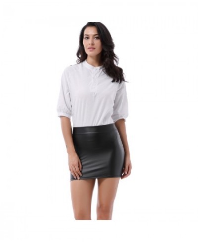 PU Pencil Bodycon Mini Skirt Sexy Women Fashion Pencil Skirt Lady Skinny High Waist Short Black Faux Leather Skirts Streetwea...