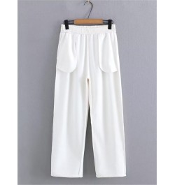 Plus Size Women's Trousers Elasticated Waist Solid Colour Cotton Terry Fabric Loose Fitting Casual Trousers Non-Stretch $58.9...