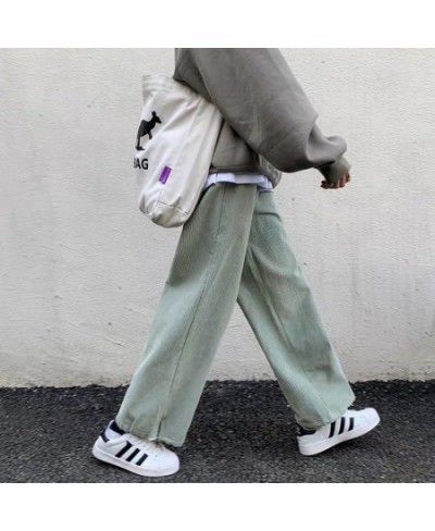 Casual Pants Women Solid Loose Wide Leg Korean Style All-match Autumn Corduroy Feminino Trousers Minimalist Student Chic $34....