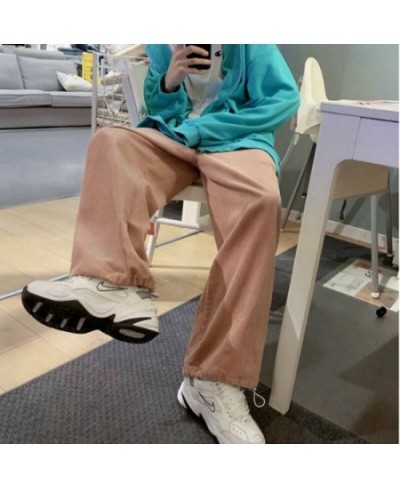 Casual Pants Women Solid Loose Wide Leg Korean Style All-match Autumn Corduroy Feminino Trousers Minimalist Student Chic $34....