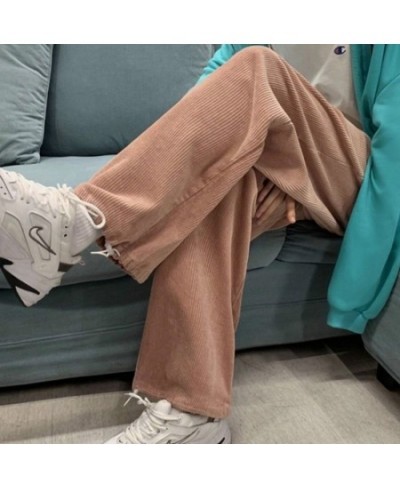 Casual Pants Women Solid Loose Wide Leg Korean Style All-match Autumn Corduroy Feminino Trousers Minimalist Student Chic $34....