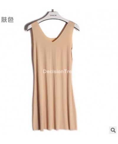 2023 women tank basic full slip tank underdress petticoat solid petticoat bodycon camisole women intimates spaghetti vest dre...