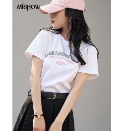 Printing Letter T-shirts for Women 2023 Summer Korean Casual Short Sleeve Round Neck White Tops Office Lady MXC12T0651 $39.48...