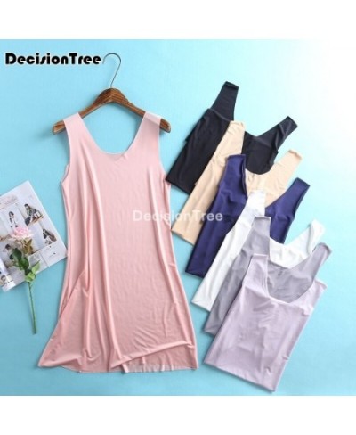 2023 women tank basic full slip tank underdress petticoat solid petticoat bodycon camisole women intimates spaghetti vest dre...