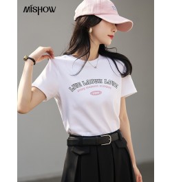 Printing Letter T-shirts for Women 2023 Summer Korean Casual Short Sleeve Round Neck White Tops Office Lady MXC12T0651 $39.48...