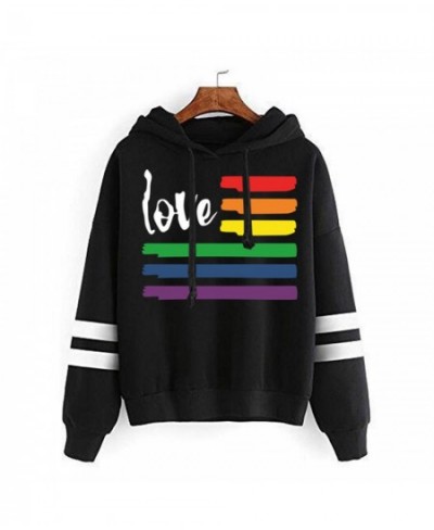 rainbow Printed sweatshirt women Letter casual Drawstring Pullover Hoodie autumn winter hooded striped sweatshirts top $26.20...