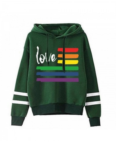 rainbow Printed sweatshirt women Letter casual Drawstring Pullover Hoodie autumn winter hooded striped sweatshirts top $26.20...