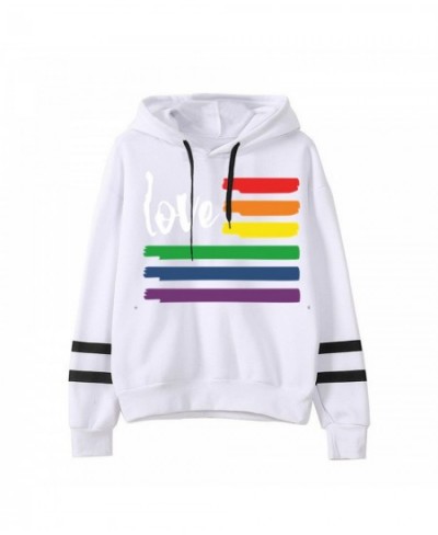 rainbow Printed sweatshirt women Letter casual Drawstring Pullover Hoodie autumn winter hooded striped sweatshirts top $26.20...