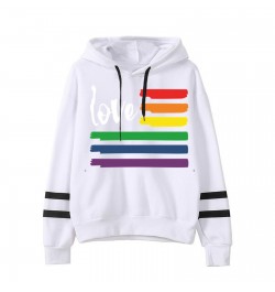 rainbow Printed sweatshirt women Letter casual Drawstring Pullover Hoodie autumn winter hooded striped sweatshirts top $26.20...