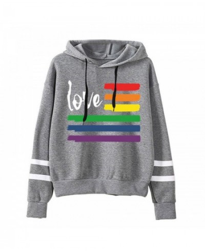 rainbow Printed sweatshirt women Letter casual Drawstring Pullover Hoodie autumn winter hooded striped sweatshirts top $26.20...