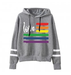 rainbow Printed sweatshirt women Letter casual Drawstring Pullover Hoodie autumn winter hooded striped sweatshirts top $26.20...