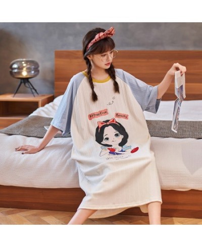 Women Cute Kawaii Sleeping Dress Short Sleeve Nightgown 2022 Summer Loose Ladies Sleepwear Lounge Cartoon Print Pajamas $30.8...