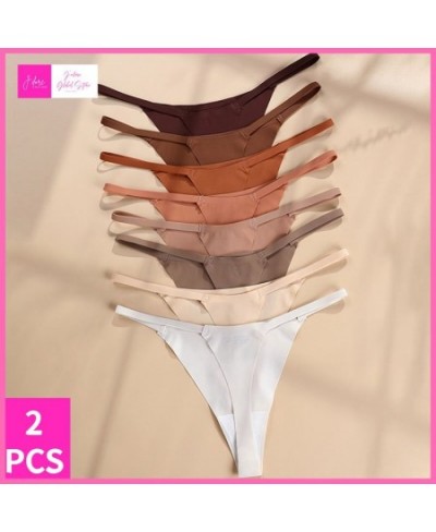 2 Pcs Ice Silk Women Panties Underwear Fitness Sports Seamless Cotton Female Lingerie Sexy T-back G-string Thong Woman $20.13...