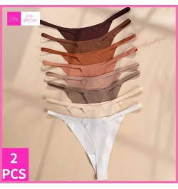 2 Pcs Ice Silk Women Panties Underwear Fitness Sports Seamless Cotton Female Lingerie Sexy T-back G-string Thong Woman $20.13...