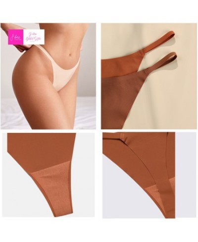 2 Pcs Ice Silk Women Panties Underwear Fitness Sports Seamless Cotton Female Lingerie Sexy T-back G-string Thong Woman $20.13...