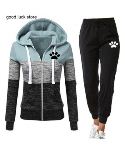 Autumn Tracksuit Woman Zipper Patchwork Hoodie+Pants Set Long Sleeve Sweatshirts and Trousers 2 Piece Outfits Winter Clothing...