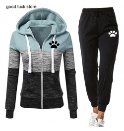 Autumn Tracksuit Woman Zipper Patchwork Hoodie+Pants Set Long Sleeve Sweatshirts and Trousers 2 Piece Outfits Winter Clothing...