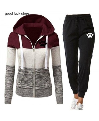 Autumn Tracksuit Woman Zipper Patchwork Hoodie+Pants Set Long Sleeve Sweatshirts and Trousers 2 Piece Outfits Winter Clothing...