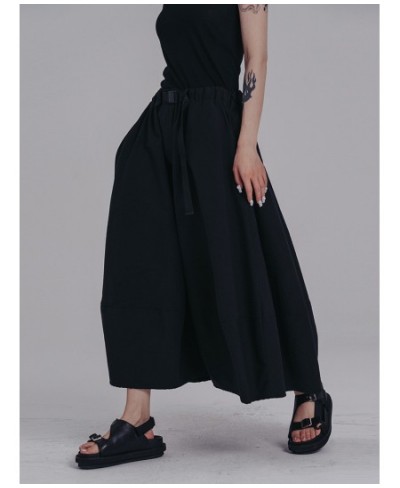 High Elastic Waist Black Buckle Brief Long A-line Half-body Skirt Women Fashion Tide New Spring Autumn 2022 1DE9316 $66.05 - ...