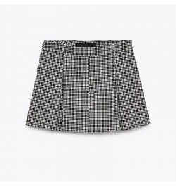 2023 spring new women's loose small checkered straight -tube suit jacket high -waist short pants skirt two -piece set $85.96 ...