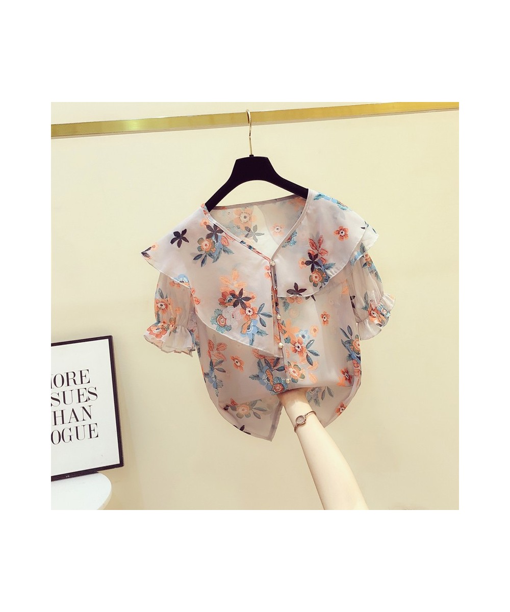 Women Casual Spring Summer Style Chiffon Blouses Shirts Lady Casual Loose Style Flower Printed Blusas Tops Thin Cute Blouses ...