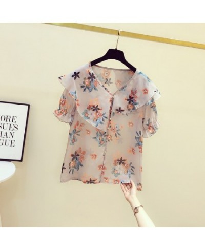 Women Casual Spring Summer Style Chiffon Blouses Shirts Lady Casual Loose Style Flower Printed Blusas Tops Thin Cute Blouses ...