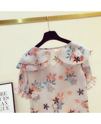 Women Casual Spring Summer Style Chiffon Blouses Shirts Lady Casual Loose Style Flower Printed Blusas Tops Thin Cute Blouses ...