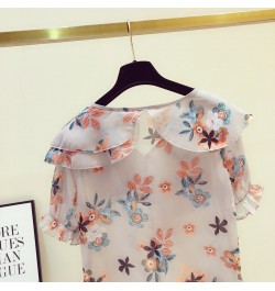 Women Casual Spring Summer Style Chiffon Blouses Shirts Lady Casual Loose Style Flower Printed Blusas Tops Thin Cute Blouses ...