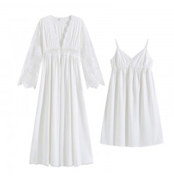 Women Fairy Princess Two Piece White Cotton Vintage Nightgown Victorian Night Dress Robe Gown Pijama Sexy Mujer Sleepwear $72...