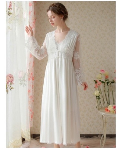 Women Fairy Princess Two Piece White Cotton Vintage Nightgown Victorian Night Dress Robe Gown Pijama Sexy Mujer Sleepwear $72...