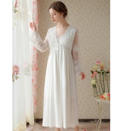 Women Fairy Princess Two Piece White Cotton Vintage Nightgown Victorian Night Dress Robe Gown Pijama Sexy Mujer Sleepwear $72...