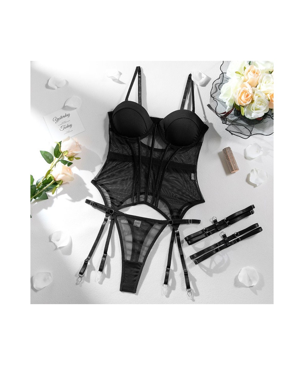 Lingerie Set for Women Luxury Underwear Ultra Sexy Lace Perspective Bra and Panty Suit Transparent Sling Exotic Bralette Outf...