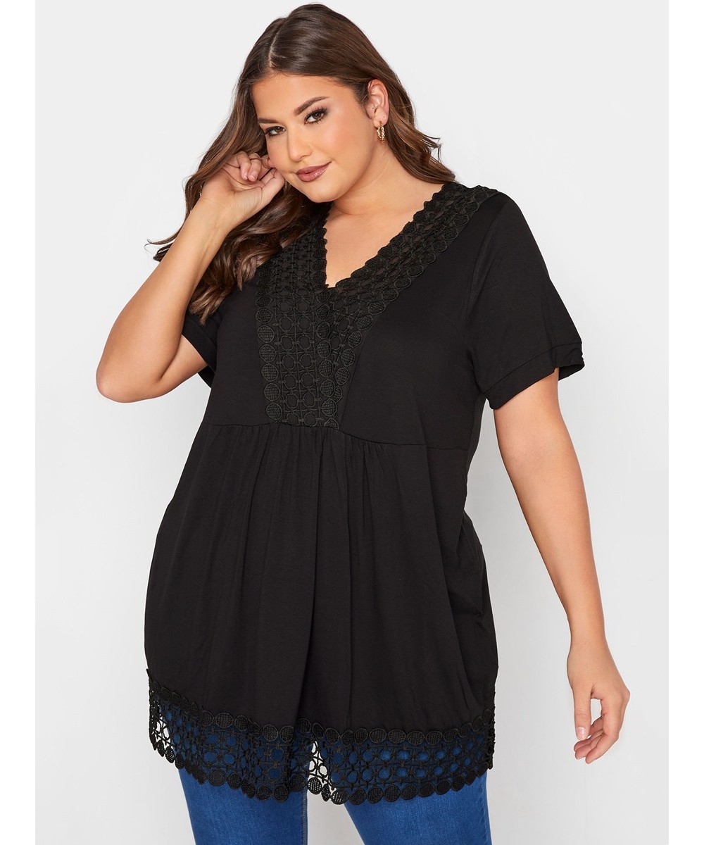 Plus Size Summer Elegant Peplum Tunic Women Short Sleeve Lace Panel V-neck Casual Blouse Top Plus Size Women Clothing 5XL 6XL...