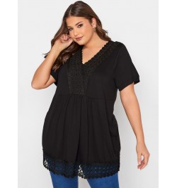 Plus Size Summer Elegant Peplum Tunic Women Short Sleeve Lace Panel V-neck Casual Blouse Top Plus Size Women Clothing 5XL 6XL...