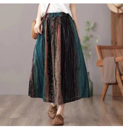 Vintage Skirts Women 2022 New Summer A line Long Elastic High Waist Skirt Fashion Elagant Ladies Mid Calf Skirt $35.42 - Skirts