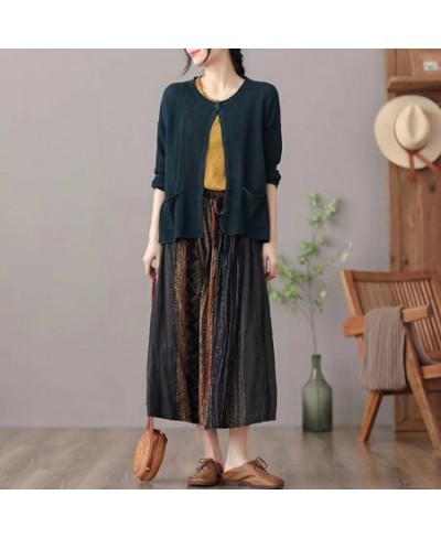 Vintage Skirts Women 2022 New Summer A line Long Elastic High Waist Skirt Fashion Elagant Ladies Mid Calf Skirt $35.42 - Skirts