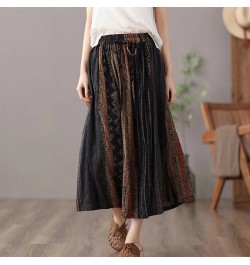 Vintage Skirts Women 2022 New Summer A line Long Elastic High Waist Skirt Fashion Elagant Ladies Mid Calf Skirt $35.42 - Skirts