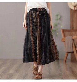 Vintage Skirts Women 2022 New Summer A line Long Elastic High Waist Skirt Fashion Elagant Ladies Mid Calf Skirt $35.42 - Skirts