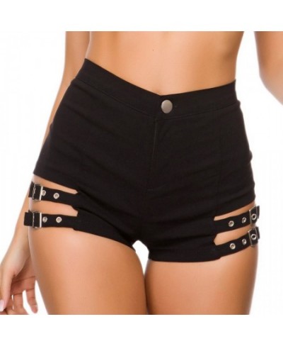 Y2k Goth Shorts Women Sexy Elasticity Shorts Hollow Out Bandage High Waist Skinny Black Shorts Summer Female $30.54 - Bottoms