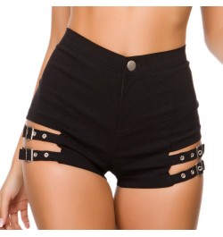 Y2k Goth Shorts Women Sexy Elasticity Shorts Hollow Out Bandage High Waist Skinny Black Shorts Summer Female $30.54 - Bottoms