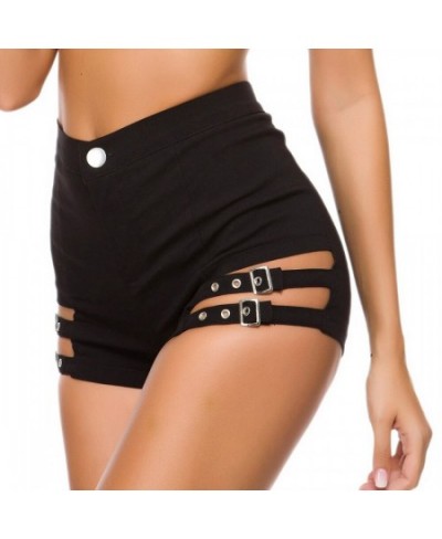 Y2k Goth Shorts Women Sexy Elasticity Shorts Hollow Out Bandage High Waist Skinny Black Shorts Summer Female $30.54 - Bottoms