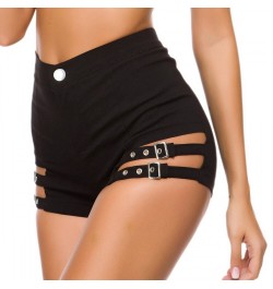 Y2k Goth Shorts Women Sexy Elasticity Shorts Hollow Out Bandage High Waist Skinny Black Shorts Summer Female $30.54 - Bottoms