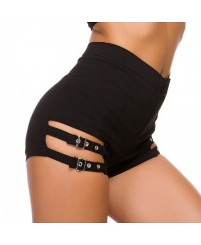 Y2k Goth Shorts Women Sexy Elasticity Shorts Hollow Out Bandage High Waist Skinny Black Shorts Summer Female $30.54 - Bottoms