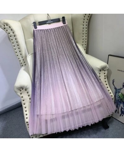 2022 Summer Tulle Skirt Sequin skirt High Waist long pleated Skirt Blue Evening Party Sexy Skirt Women falda sparkling skirt ...