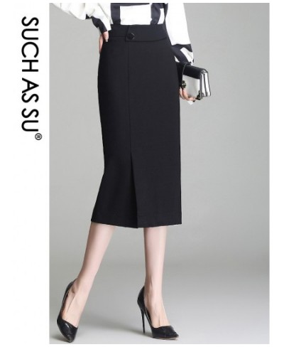 Skirts 2023 Spring Summer Women Black Knitted High Waist Wrap Skirt S-3XL Size Mid Long Pencil Skirt Female $54.26 - Skirts