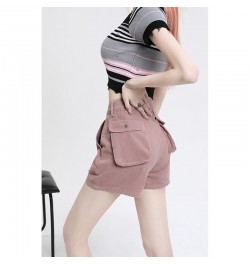 Pocket Vintage Pink Denim Super Shorts Women's Summer American Street Casual Loose A-Line Hot Girl Mini Shorts Female $55.71 ...