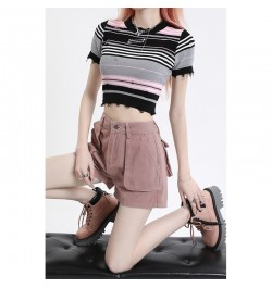 Pocket Vintage Pink Denim Super Shorts Women's Summer American Street Casual Loose A-Line Hot Girl Mini Shorts Female $55.71 ...