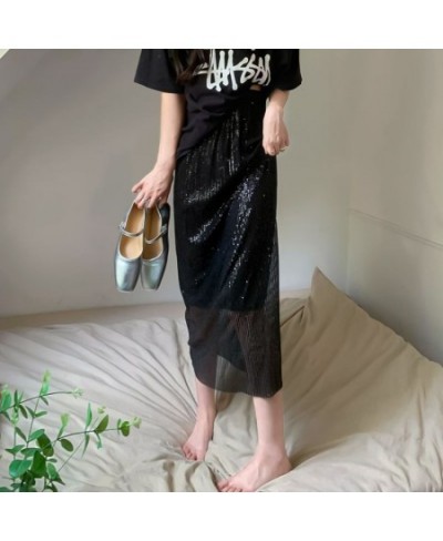 Autumn Winter Sequins Streetwear Harajuku Y2K Loose Casual Skirt Lady Elegant Fashion Trend All-match Skirts Women's Clothing...