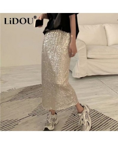 Autumn Winter Sequins Streetwear Harajuku Y2K Loose Casual Skirt Lady Elegant Fashion Trend All-match Skirts Women's Clothing...